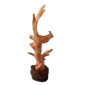 3” Old Chinese Coral Carved Dynasty Palace Bird Statue Figurine
